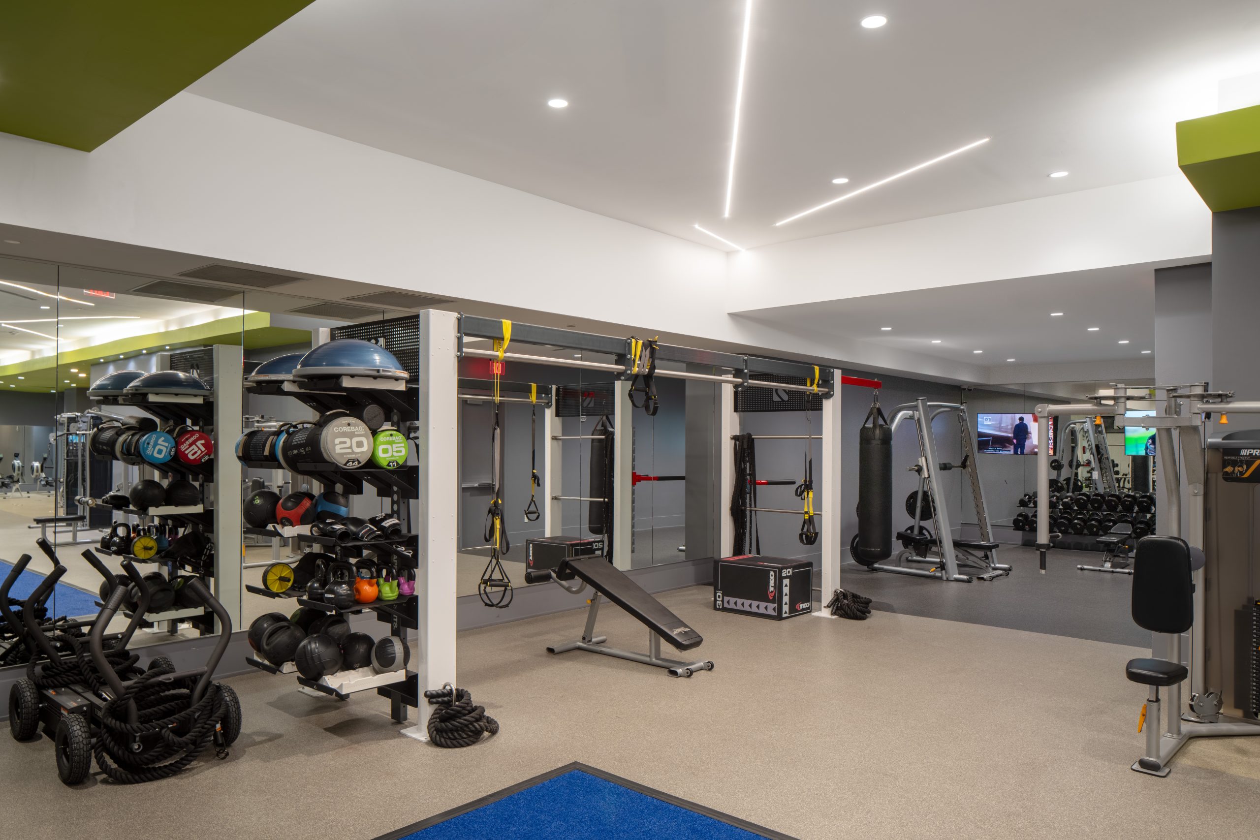 Fitness center at The Hue Midtown luxury apartments in Atlanta, GA