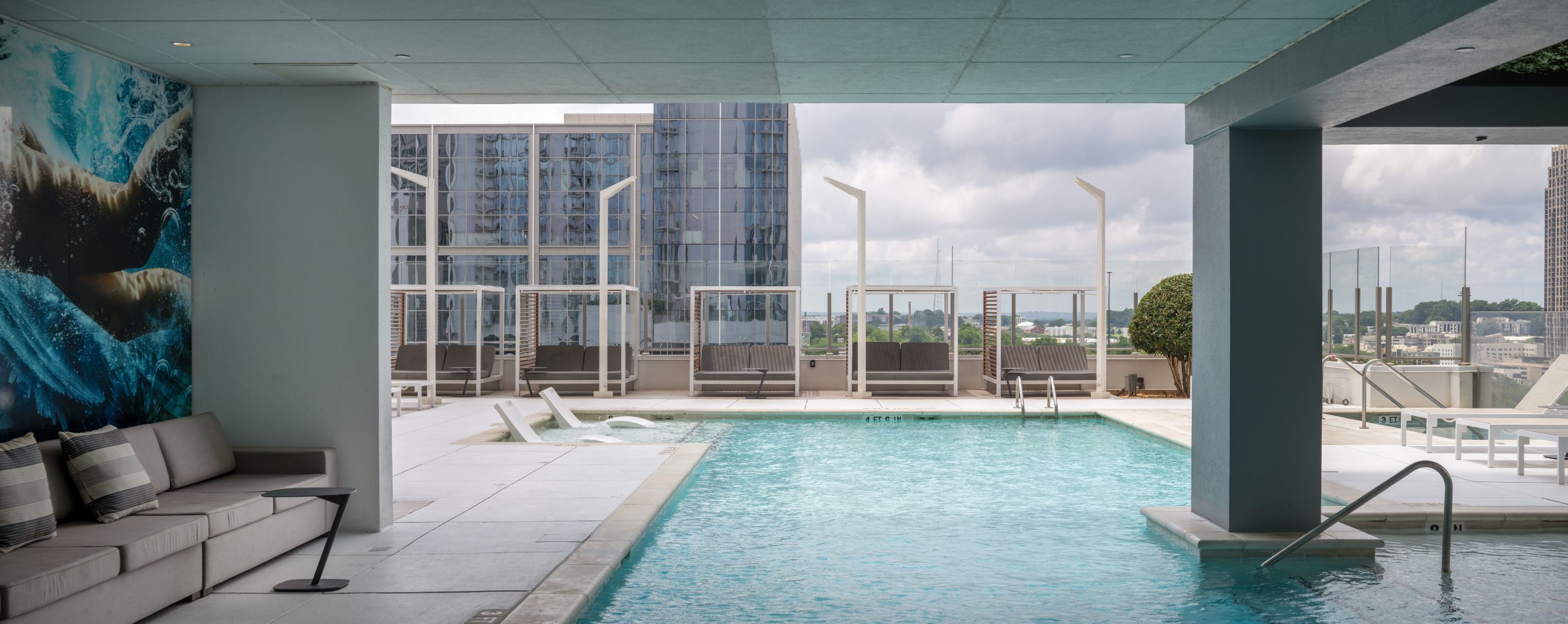 Rooftop pool at The Hue Midtown luxury apartments in Atlanta, GA