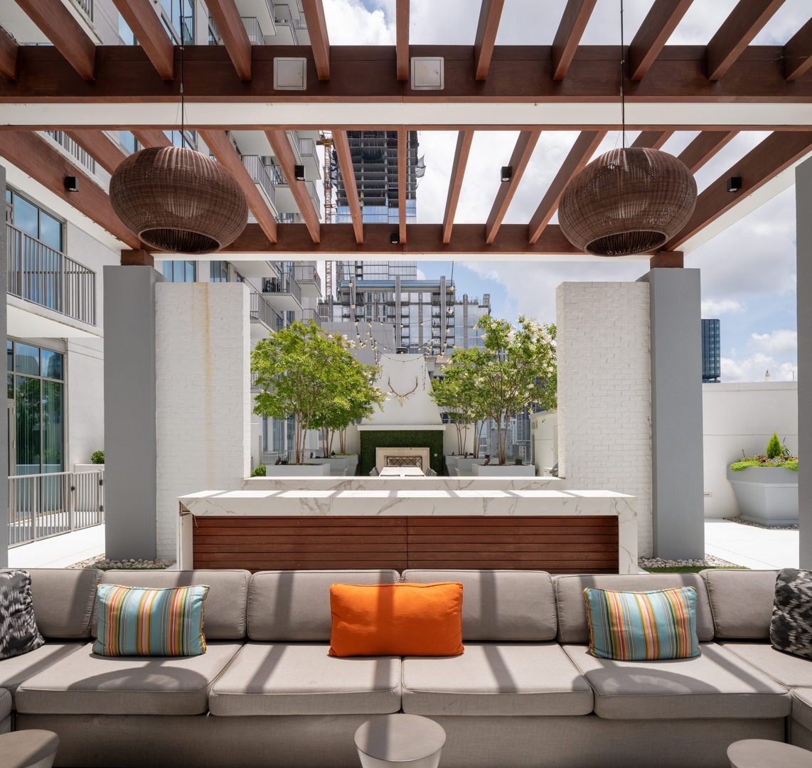 Rooftop patio of The Hue Midtown luxury apartments in Atlanta, GA